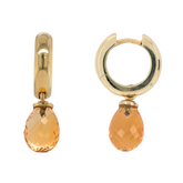 Estate: 14K Yellow Gold Briolette Citrine Huggies